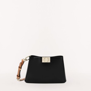 Black Furla FLEUR Women's Shoulder Bags | XPAOFH728