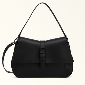 Black Furla FLOW Women's Handbag | NDRHUP035