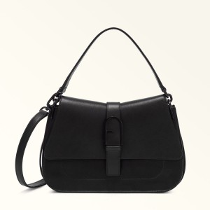 Black Furla FLOW Women's Handbag | ZURWXC298