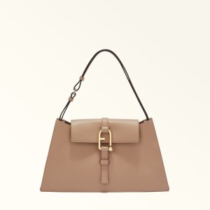 Coffee Furla NUVOLA Women's Shoulder Bags | KJDVUH964