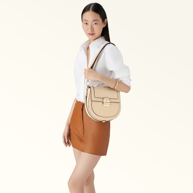 Beige Furla CLUB 2 Women's Crossbody Bags | JKXEAD917