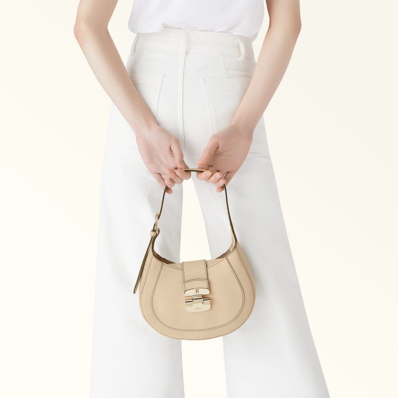 Beige Furla CLUB 2 Women's Shoulder Bags | IHUARG612