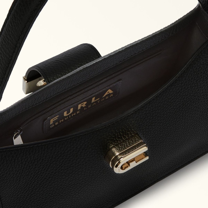 Black Furla 1927 Women's Shoulder Bags | GXVWSP350