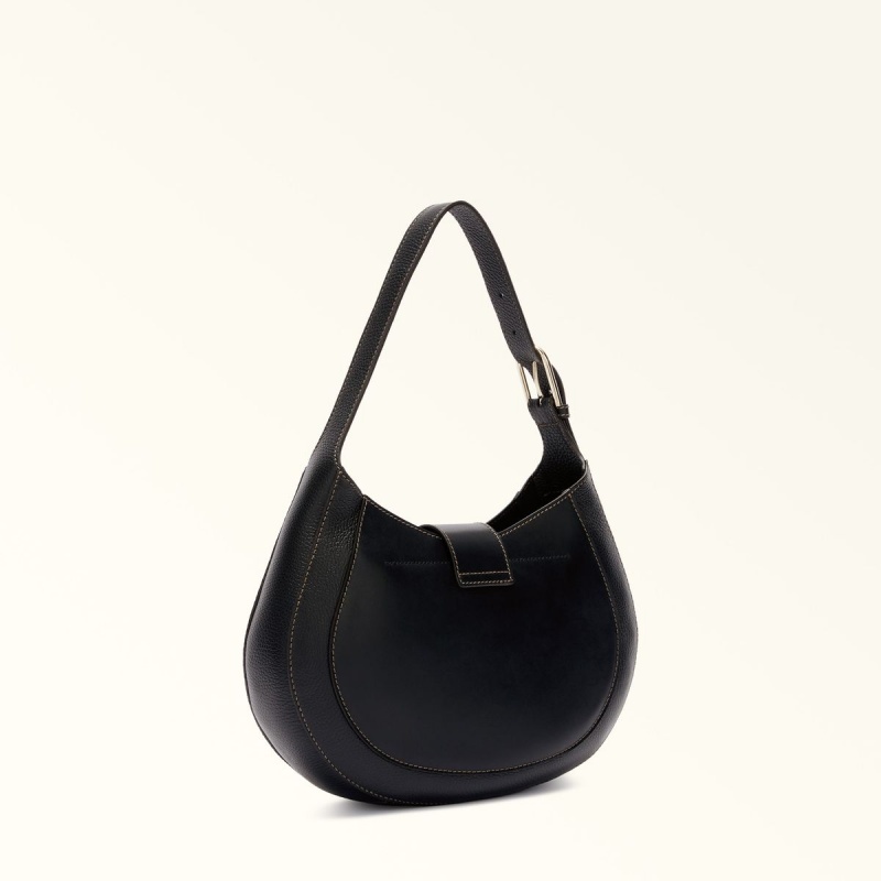 Black Furla CLUB 2 Women's Shoulder Bags | HQZPSN138