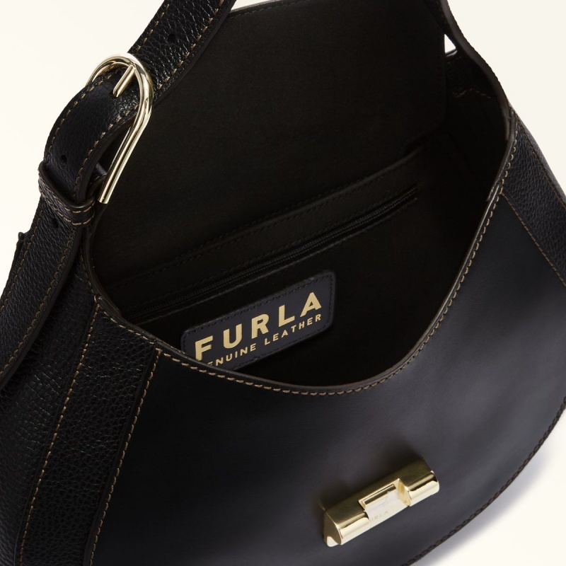 Black Furla CLUB 2 Women's Shoulder Bags | HQZPSN138