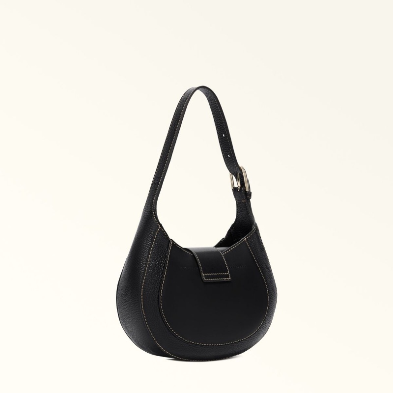 Black Furla CLUB 2 Women's Shoulder Bags | CVRXNW089