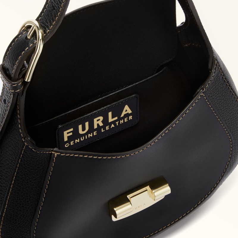 Black Furla CLUB 2 Women's Shoulder Bags | CVRXNW089