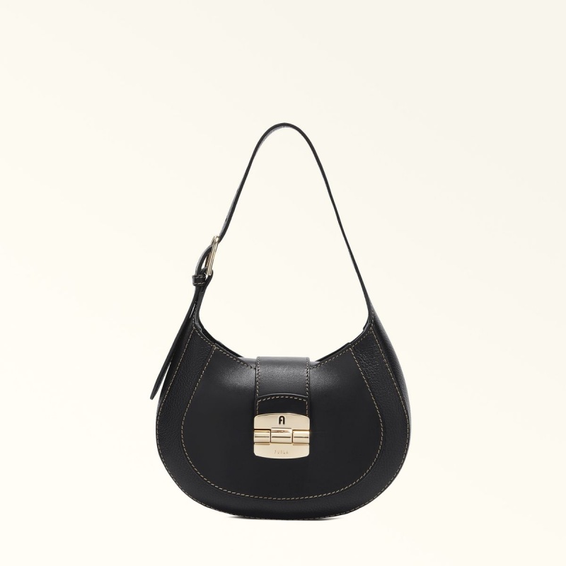 Black Furla CLUB 2 Women\'s Shoulder Bags | CVRXNW089