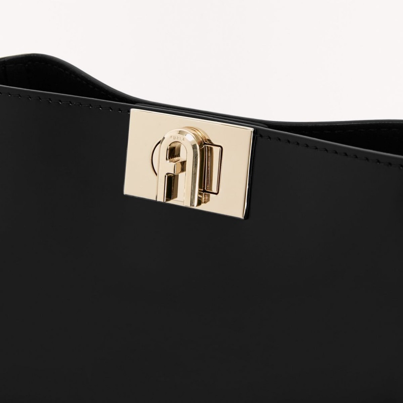 Black Furla FLEUR Women's Shoulder Bags | XPAOFH728