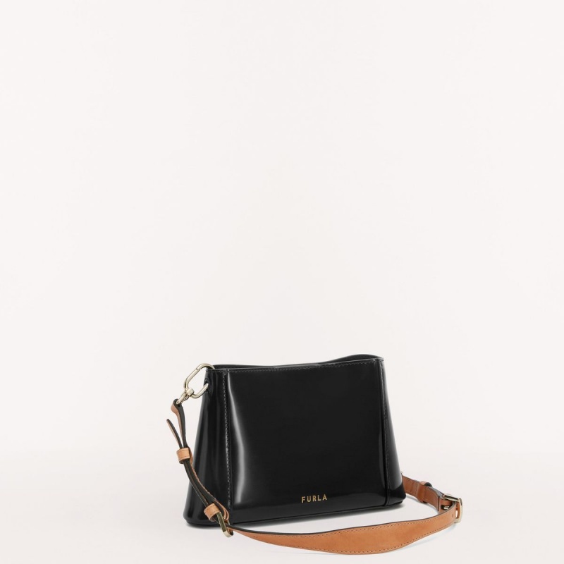 Black Furla FLEUR Women's Shoulder Bags | XPAOFH728