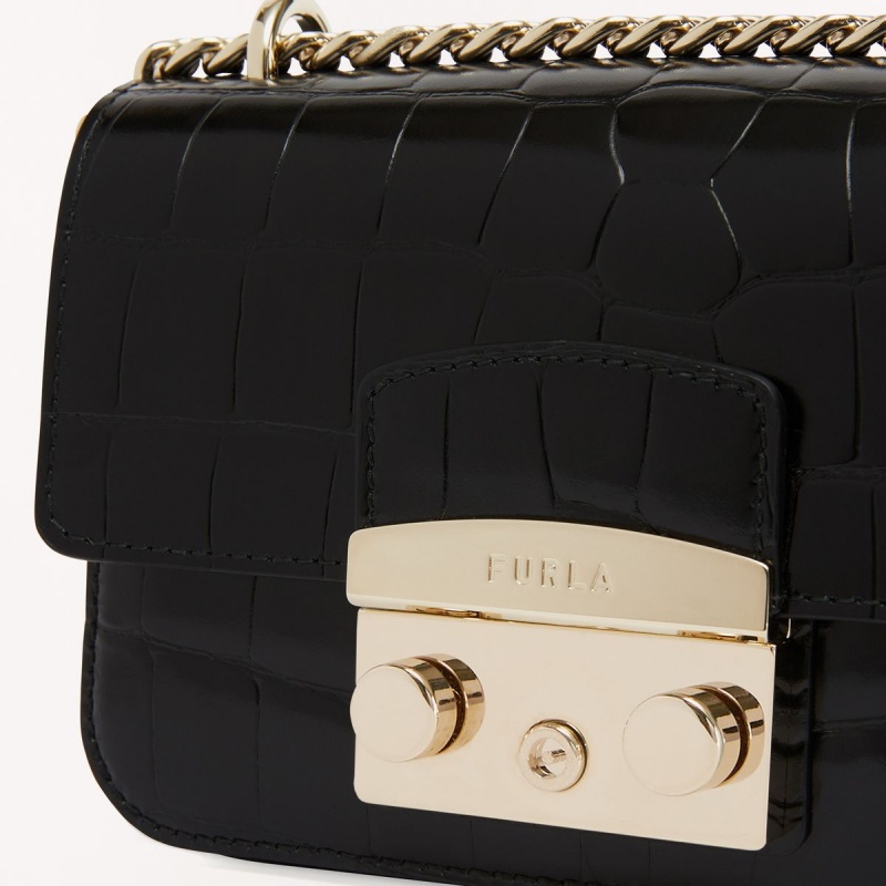 Black Furla METROPOLIS Women's Crossbody Bags | REQZBS420