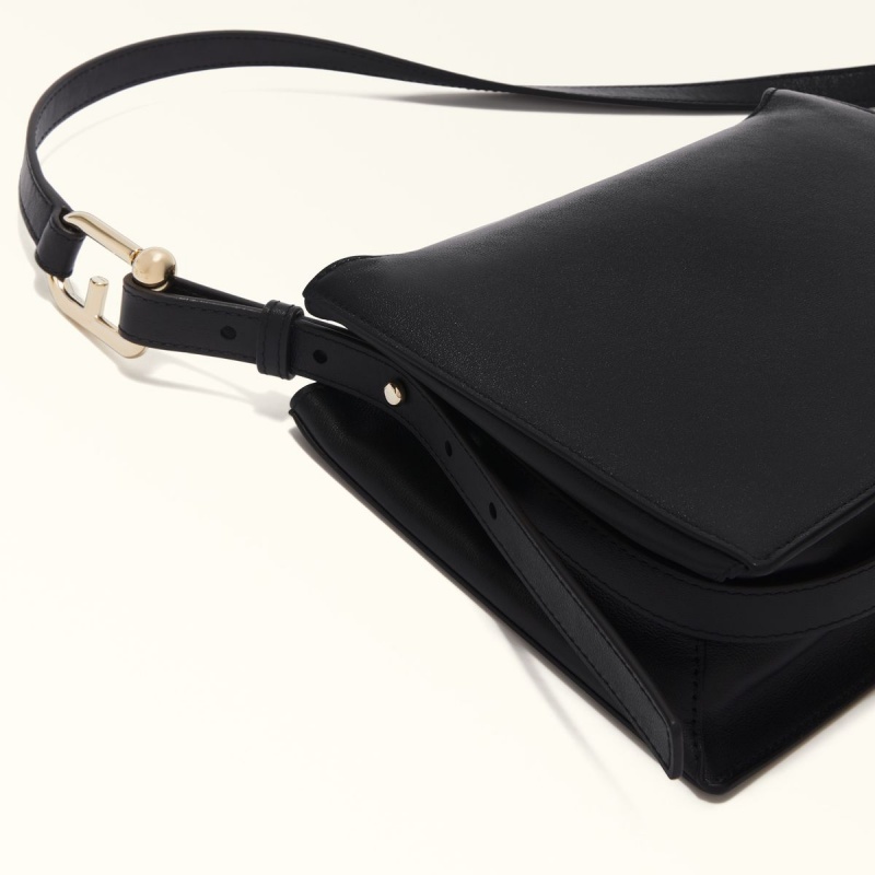 Black Furla NUVOLA Women's Crossbody Bags | WJNCRQ643