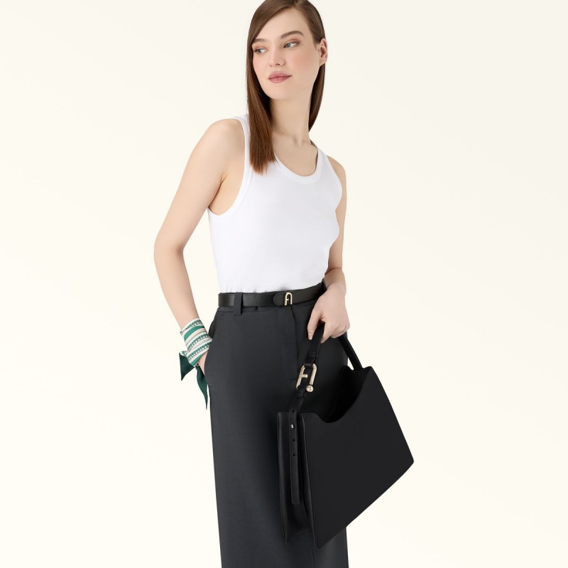 Black Furla NUVOLA Women's Shoulder Bags | UGOHPK240