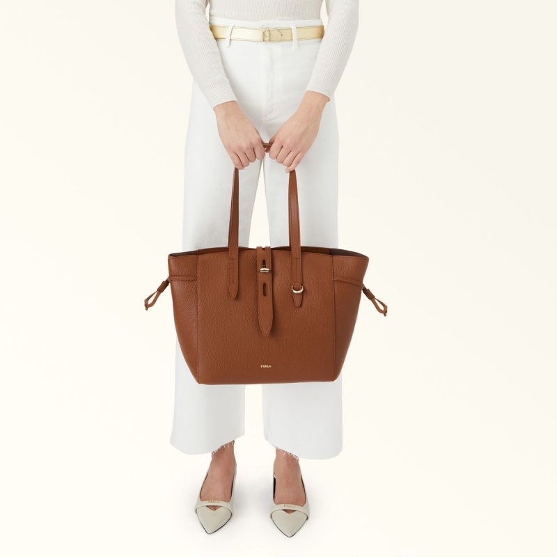 Brown Furla NET Women's Totes | NJWMAC137