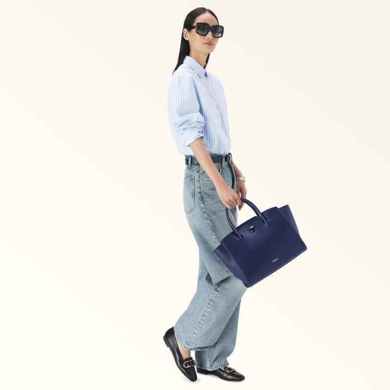 Navy Furla GENESI Women's Totes | UOMKAY475