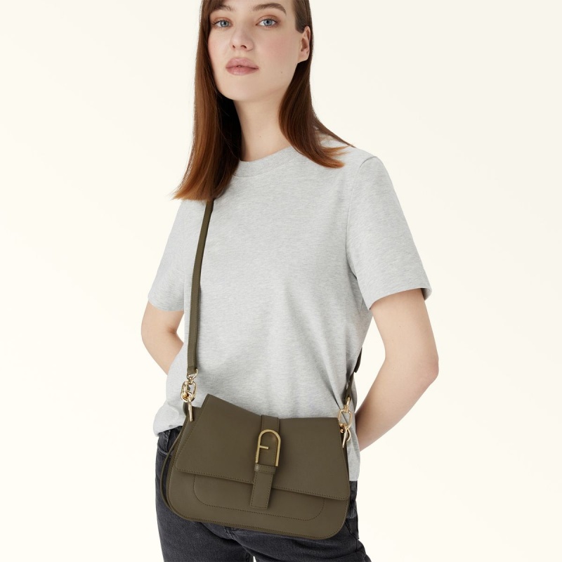 Olive Furla FLOW Women's Handbag | EMPCAL394