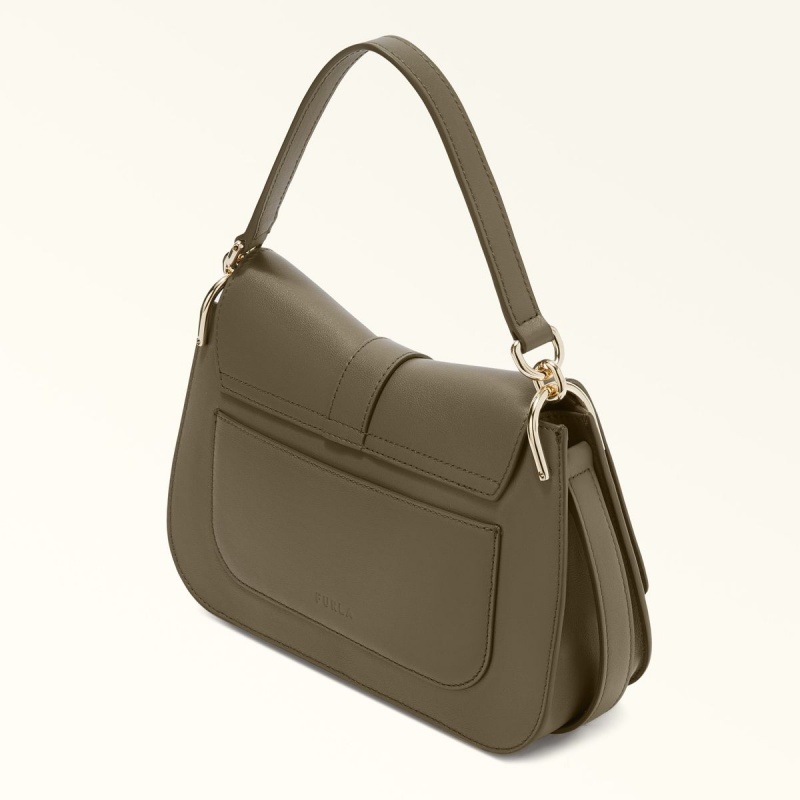 Olive Furla FLOW Women's Handbag | EMPCAL394