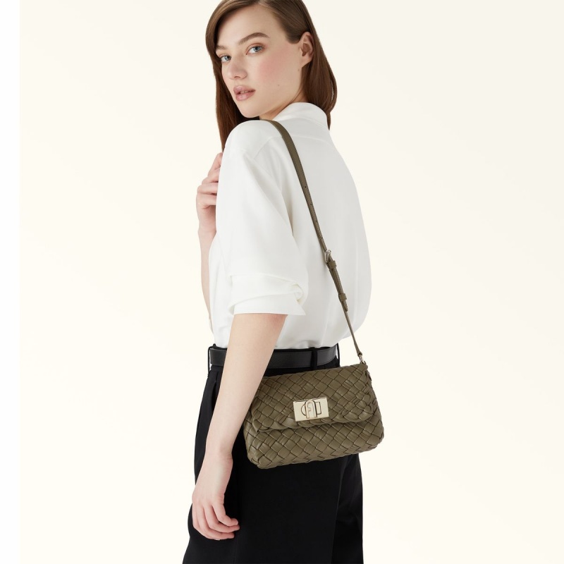 Olive Furla GERLA Women's Shoulder Bags | EPAFNW129