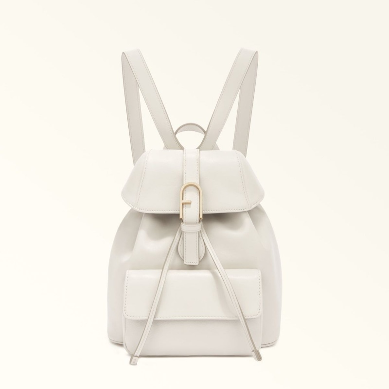 White Furla FLOW Women\'s Backpacks | IGQEYV679